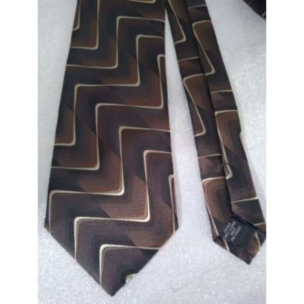 NUBIO Tie Shades of Brown Geometric Necktie Woven Tie